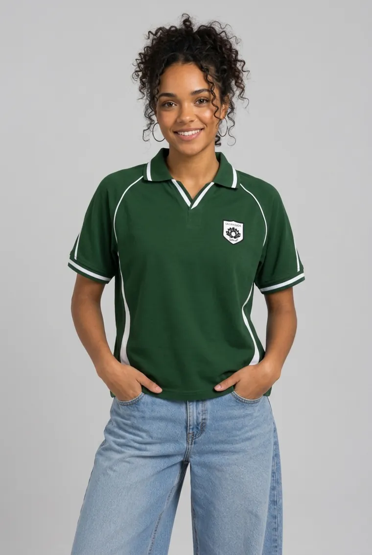 Mannequin portant le polo Hoa Sen, face
