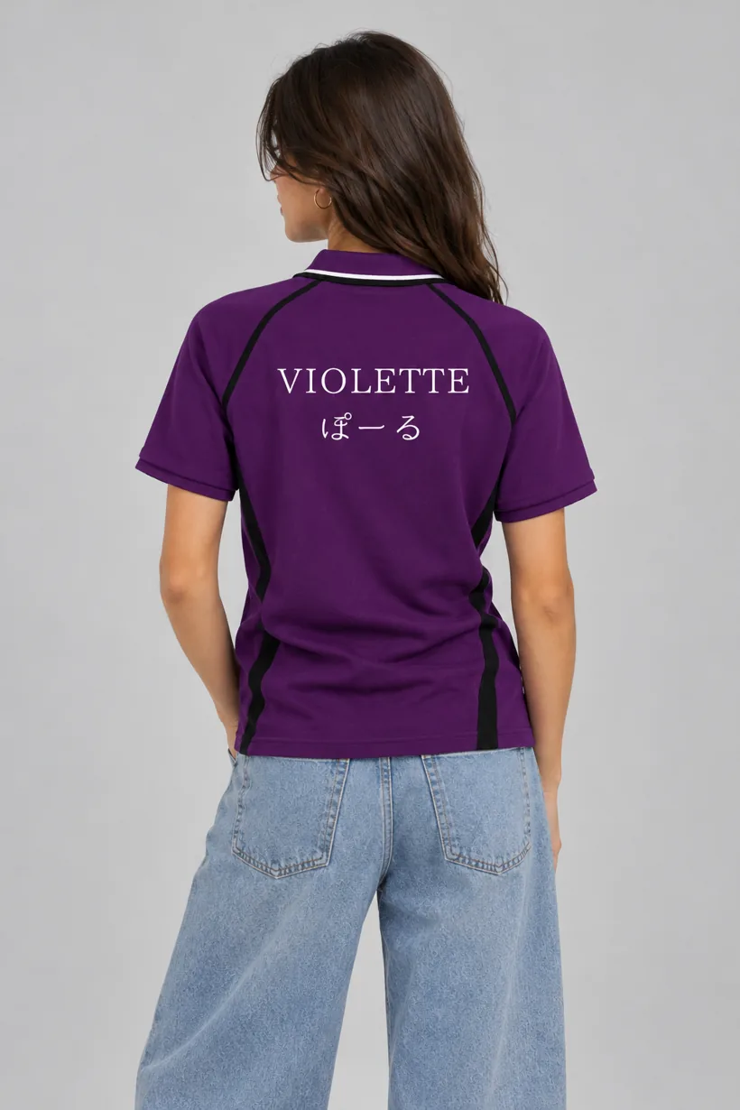 Mannequin portant le polo Violette, dos